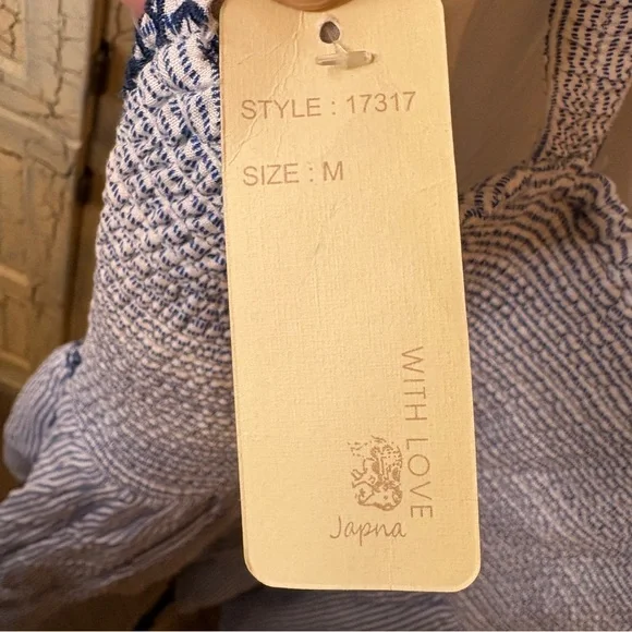 NWT Japna Blue & White Striped Boho Romper Embroidered Summer Festival Jumper - Picture 5 of 8